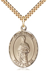 [7402GF/24G] 14kt Gold Filled Saint Eligius Pendant on a 24 inch Gold Plate Heavy Curb chain
