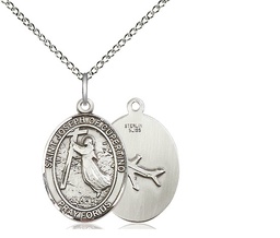 [8057SS/18SS] Sterling Silver Saint Joseph of Cupertino Pendant on a 18 inch Sterling Silver Light Curb chain