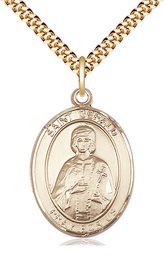 [7404GF/24G] 14kt Gold Filled Saint Gerald Pendant on a 24 inch Gold Plate Heavy Curb chain