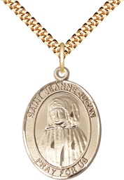 [7409GF/24G] 14kt Gold Filled Saint Jeanne Jugan Pendant on a 24 inch Gold Plate Heavy Curb chain