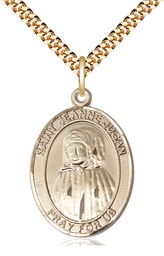 [7409GF/24G] 14kt Gold Filled Saint Jeanne Jugan Pendant on a 24 inch Gold Plate Heavy Curb chain