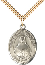 [7425GF/24G] 14kt Gold Filled Saint Mary Mackillop Pendant on a 24 inch Gold Plate Heavy Curb chain