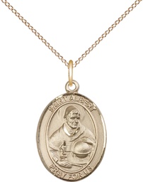 [8001GF/18GF] 14kt Gold Filled Saint Albert the Great Pendant on a 18 inch Gold Filled Light Curb chain