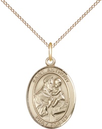 [8004GF/18GF] 14kt Gold Filled Saint Anthony of Padua Pendant on a 18 inch Gold Filled Light Curb chain