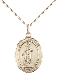 [8006GF/18GF] 14kt Gold Filled Saint Barbara Pendant on a 18 inch Gold Filled Light Curb chain