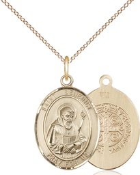 [8008GF/18GF] 14kt Gold Filled Saint Benedict Pendant on a 18 inch Gold Filled Light Curb chain