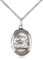 [8059SS/18SS] Sterling Silver Saint Joshua Pendant on a 18 inch Sterling Silver Light Curb chain
