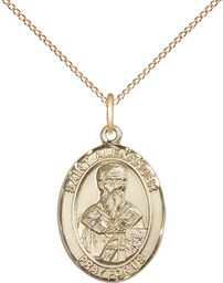 [8012GF/18GF] 14kt Gold Filled Saint Alexander Sauli Pendant on a 18 inch Gold Filled Light Curb chain