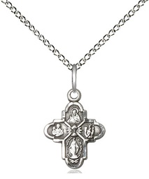 [0843SS/18SS] Sterling Silver 4-Way Chalice Pendant on a 18 inch Sterling Silver Light Curb chain