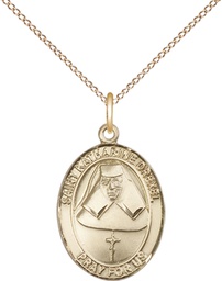 [8015GF/18GF] 14kt Gold Filled Saint Katharine Drexel Pendant on a 18 inch Gold Filled Light Curb chain
