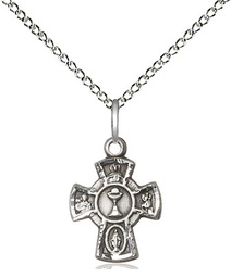 [0845SS/18SS] Sterling Silver 5-Way / Chalice Pendant on a 18 inch Sterling Silver Light Curb chain