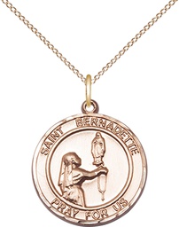 [8017RDGF/18GF] 14kt Gold Filled Saint Bernadette Pendant on a 18 inch Gold Filled Light Curb chain