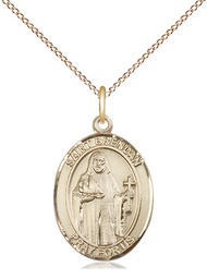 [8018GF/18GF] 14kt Gold Filled Saint Brendan the Navigator Pendant on a 18 inch Gold Filled Light Curb chain
