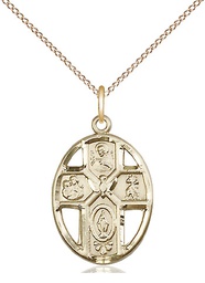 [0880GF/18GF] 14kt Gold Filled 5-Way / Holy Spirit Pendant on a 18 inch Gold Filled Light Curb chain