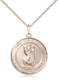 [8022RDSPGF/18GF] 14kt Gold Filled San Cristobal Pendant on a 18 inch Gold Filled Light Curb chain