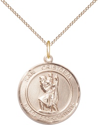 [8022RDSPGF/18GF] 14kt Gold Filled San Cristobal Pendant on a 18 inch Gold Filled Light Curb chain