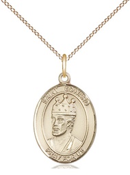[8026GF/18GF] 14kt Gold Filled Saint Edward the Confessor Pendant on a 18 inch Gold Filled Light Curb chain