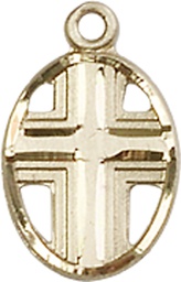 [0977KT] 14kt Gold Cross Medal