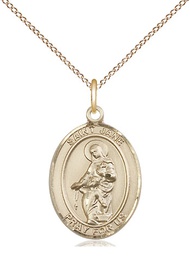 [8029GF/18GF] 14kt Gold Filled Saint Jane of Valois Pendant on a 18 inch Gold Filled Light Curb chain