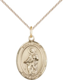 [8029GF/18GF] 14kt Gold Filled Saint Jane of Valois Pendant on a 18 inch Gold Filled Light Curb chain