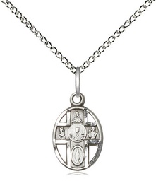 [0979SS/18SS] Sterling Silver 5-Way / Chalice Pendant on a 18 inch Sterling Silver Light Curb chain