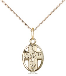[0980GF/18GF] 14kt Gold Filled 5-Way Pendant on a 18 inch Gold Filled Light Curb chain