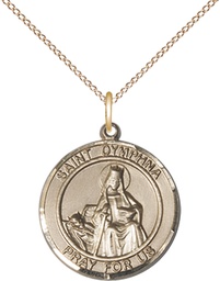 [8032RDGF/18GF] 14kt Gold Filled Saint Dymphna Pendant on a 18 inch Gold Filled Light Curb chain