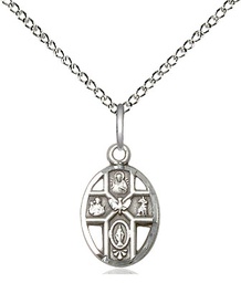 [0980SS/18SS] Sterling Silver 5-Way Pendant on a 18 inch Sterling Silver Light Curb chain