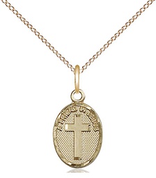 [0981GF/18GF] 14kt Gold Filled Friend In Jesus Cross Pendant on a 18 inch Gold Filled Light Curb chain