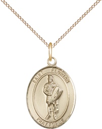 [8034GF/18GF] 14kt Gold Filled Saint Florian Pendant on a 18 inch Gold Filled Light Curb chain