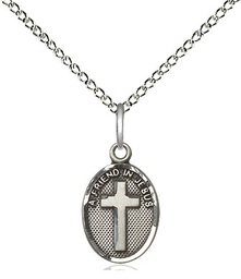 [0981SS/18SS] Sterling Silver Friend In Jesus Cross Pendant on a 18 inch Sterling Silver Light Curb chain