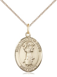 [8036GF/18GF] 14kt Gold Filled Saint Francis of Assisi Pendant on a 18 inch Gold Filled Light Curb chain