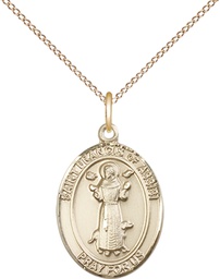 [8036GF/18GF] 14kt Gold Filled Saint Francis of Assisi Pendant on a 18 inch Gold Filled Light Curb chain