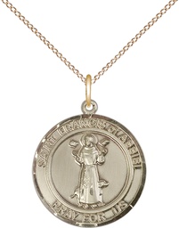 [8036RDGF/18GF] 14kt Gold Filled Saint Francis of Assisi Pendant on a 18 inch Gold Filled Light Curb chain
