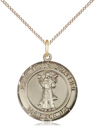 [8036RDGF/18GF] 14kt Gold Filled Saint Francis of Assisi Pendant on a 18 inch Gold Filled Light Curb chain