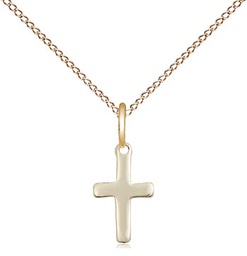 [1006GF/18GF] 14kt Gold Filled Cross Pendant on a 18 inch Gold Filled Light Curb chain