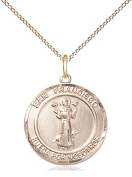 [8036RDSPGF/18GF] 14kt Gold Filled San Francis of Assisi Pendant on a 18 inch Gold Filled Light Curb chain