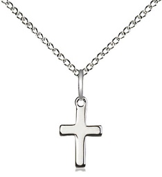 [1006SS/18SS] Sterling Silver Cross Pendant on a 18 inch Sterling Silver Light Curb chain