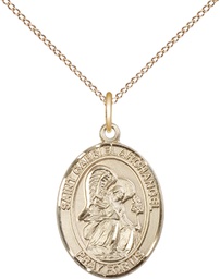 [8039GF/18GF] 14kt Gold Filled Saint Gabriel the Archangel Pendant on a 18 inch Gold Filled Light Curb chain