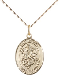 [8040GF/18GF] 14kt Gold Filled Saint George Pendant on a 18 inch Gold Filled Light Curb chain
