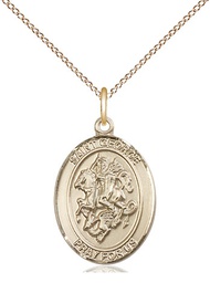 [8040GF/18GF] 14kt Gold Filled Saint George Pendant on a 18 inch Gold Filled Light Curb chain