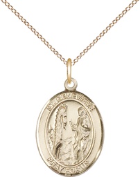 [8041GF/18GF] 14kt Gold Filled Saint Genevieve Pendant on a 18 inch Gold Filled Light Curb chain