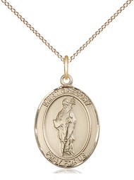 [8048GF/18GF] 14kt Gold Filled Saint Gregory the Great Pendant on a 18 inch Gold Filled Light Curb chain