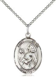 [8062SS/18SS] Sterling Silver Saint Kevin Pendant on a 18 inch Sterling Silver Light Curb chain
