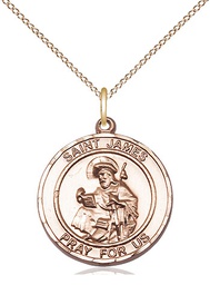 [8050RDGF/18GF] 14kt Gold Filled Saint James the Greater Pendant on a 18 inch Gold Filled Light Curb chain