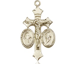 [1485KT] 14kt Gold Jesus, Mary &amp; Joseph Medal