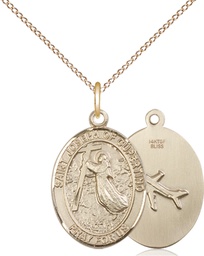 [8057GF/18GF] 14kt Gold Filled Saint Joseph of Cupertino Pendant on a 18 inch Gold Filled Light Curb chain
