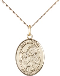 [8058GF/18GF] 14kt Gold Filled Saint Joseph Pendant on a 18 inch Gold Filled Light Curb chain