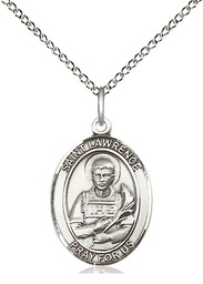 [8063SS/18SS] Sterling Silver Saint Lawrence Pendant on a 18 inch Sterling Silver Light Curb chain