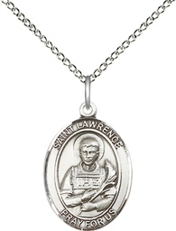 [8063SS/18SS] Sterling Silver Saint Lawrence Pendant on a 18 inch Sterling Silver Light Curb chain